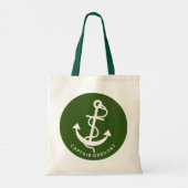 Groen en wit Nautisch Anker 2 Canvas tas (Achterkant)