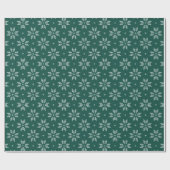 Groen en wit noords Snowflake Patroon | Vakantie Cadeaupapier (Vlak)