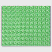 Groen en wit patroon met ruitenbloemen en vlinders cadeaupapier (Vlak)