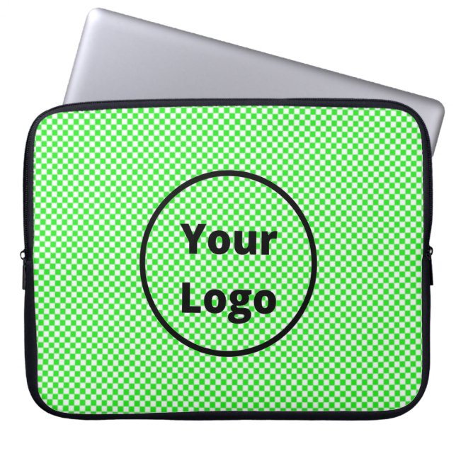 Groen en wit patroon van het controlerbord laptop sleeve (Voorkant)