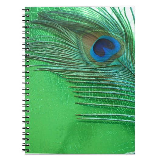 Groen en wit Peacock-stilstand Notitieboek (Voorkant)