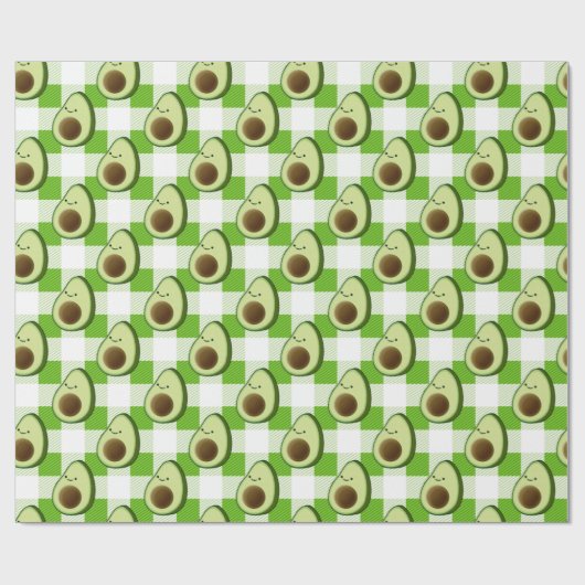 Groen en Wit Plaid Avocado Tartan Patroon Cadeaupapier (Vlak)