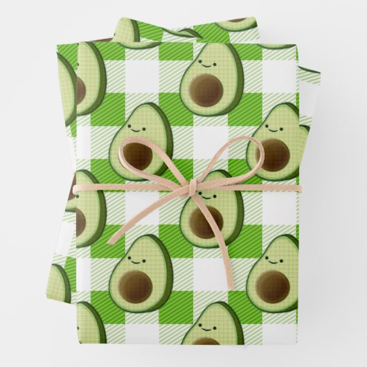Groen en Wit Plaid Avocado Tartan Patroon Inpakpapier Vel (In situ)