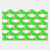 Groen en Wit Plaid Dino Tartan Patroon Inpakpapier Vel (Voorkant 3)