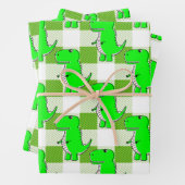 Groen en Wit Plaid Dino Tartan Patroon Inpakpapier Vel (In situ)