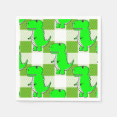 Groen en Wit Plaid Dino Tartan Patroon Servet (Voorkant)