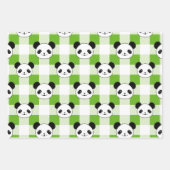 Groen en Wit Plaid Panda Beer Tartan Pattern Inpakpapier Vel (Voorkant 3)