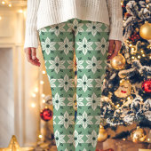 Groen en wit Poinsettia Patroon Kerstmis Leggings
