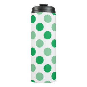 Groen en wit poka-puntpatroon thermosbeker