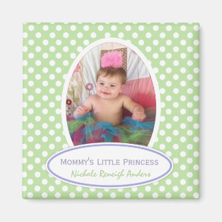 Groen en wit Polka-dot: ingelijste fotomagneet Magneet