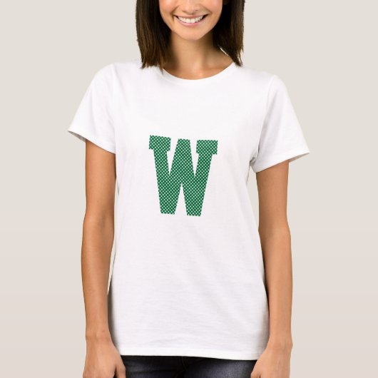 Groen en Wit Polka Dot Monogram T-shirt (Voorkant)