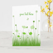 Groen en Wit Poppies Meadow Script Kaart (Gele Bloem)