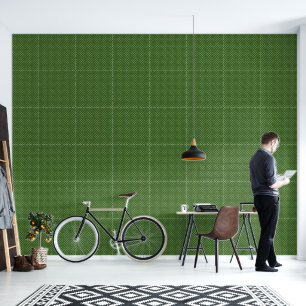 groen en wit puntpatroon behang