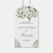 Groen en wit Quinceanera Floral Cadeaulabel (Voorkant)