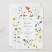 Groen en Wit Rustieke Bloem Zomer Bruiloft Kaart (Voorkant)