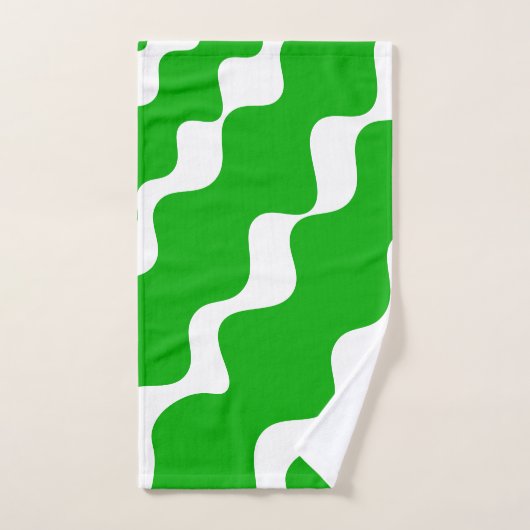 Groen en wit schuin aflopende golven patroon bad handdoek (Handdoek)