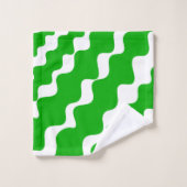 Groen en wit schuin aflopende golven patroon bad handdoek (Wasdoekje)