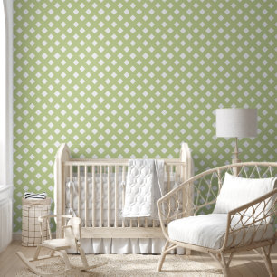 Groen en Wit Shabby Chique Lattice Patroon Behang