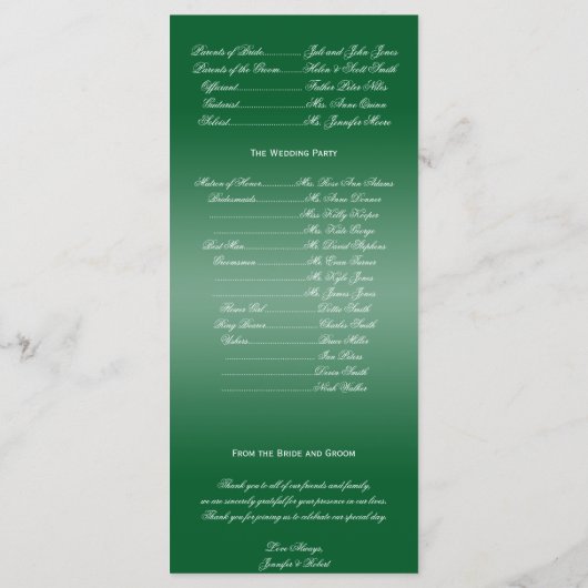 Groen en Wit Sneeuwvlokken Trouwprogramma Programma (Achterkant)