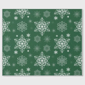 Groen en wit Snowflake patroon Cadeaupapier (Vlak)
