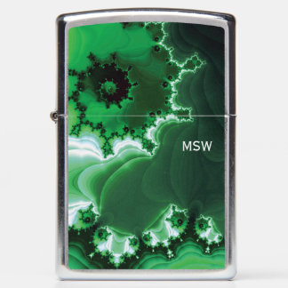 Groen en wit Spiral Fractal met monogram