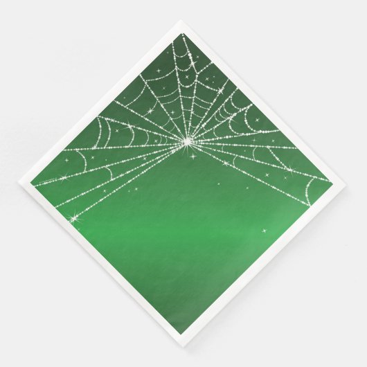 Groen en wit sprankelend diamanten spinnenweb servet (Hoek)