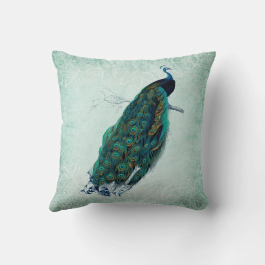 Groen en wit  stijlvol werkstuk kussen (Achterkant)