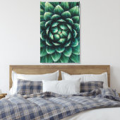 Groen en wit Succulent Canvas Afdruk (Insitu (Slaapkamer))