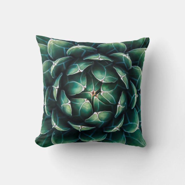 Groen en wit Succulent Kussen (Voorkant)