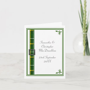 Groen en wit tartan lint 2 bedankkaart