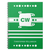 Groen en wit toevoegen initialen naam gestript notitieboek (Voorkant)