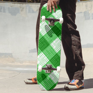 Groen en wit, vetgedrukt geruit ontwerp met ruitpa skateboard