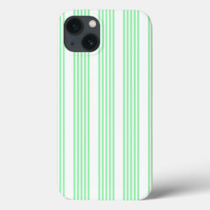Groen en wit vijf strepen patroon iPhone 13 hoesje