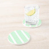 Groen en wit vijf strepen patroon zandsteen onderzetter (Zijkant)