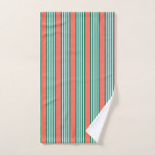 Groen en wit vijf strips met koraal bad handdoek (Handdoek)