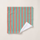 Groen en wit vijf strips met koraal bad handdoek (Wasdoekje)