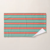 Groen en wit vijf strips met koraal bad handdoek (Handdoek)