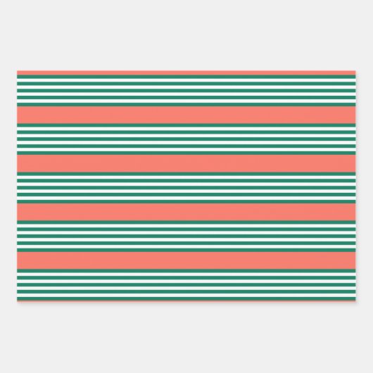 Groen en wit vijf strips met koraal inpakpapier vel (Voorkant)
