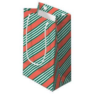 Groen en wit vijf strips met koraal klein cadeauzakje
