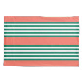 Groen en wit vijf strips met koraal kussensloop (Achterkant)
