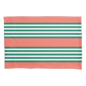 Groen en wit vijf strips met koraal kussensloop (Voorkant)