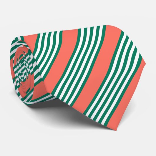 Groen en wit vijf strips met koraal stropdas (Opgerold)
