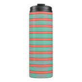 Groen en wit vijf strips met koraal thermosbeker (Voorkant)