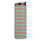Groen en wit vijf strips met koraal thermosbeker (Gedraaid links)