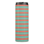 Groen en wit vijf strips met koraal thermosbeker (Achterkant)