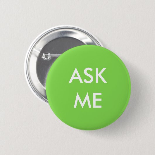 Groen en Wit Vraag Mij Button (Voorkant /achterkant)