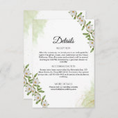 Groen en Wit Waterverf Bloemen Trouwdetails Informatiekaartje (Voorkant / Achterkant)