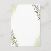 Groen en Wit Waterverf Bloemen Trouwdetails Informatiekaartje (Achterkant)
