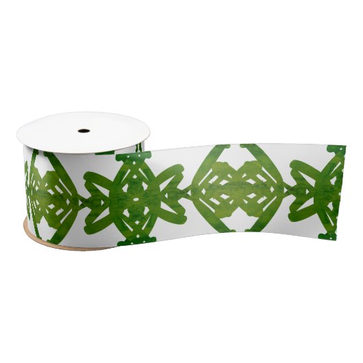 Groen en Wit Waterverf Borstel Swirl Pattern Lint (Spoel)