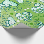 Groen en wit Wimysisch Romantisch Kunstpatroon Cadeaupapier (Hoek)